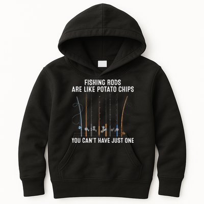 Fishing Rods Are Like Potatos Chips Kids Hoodie