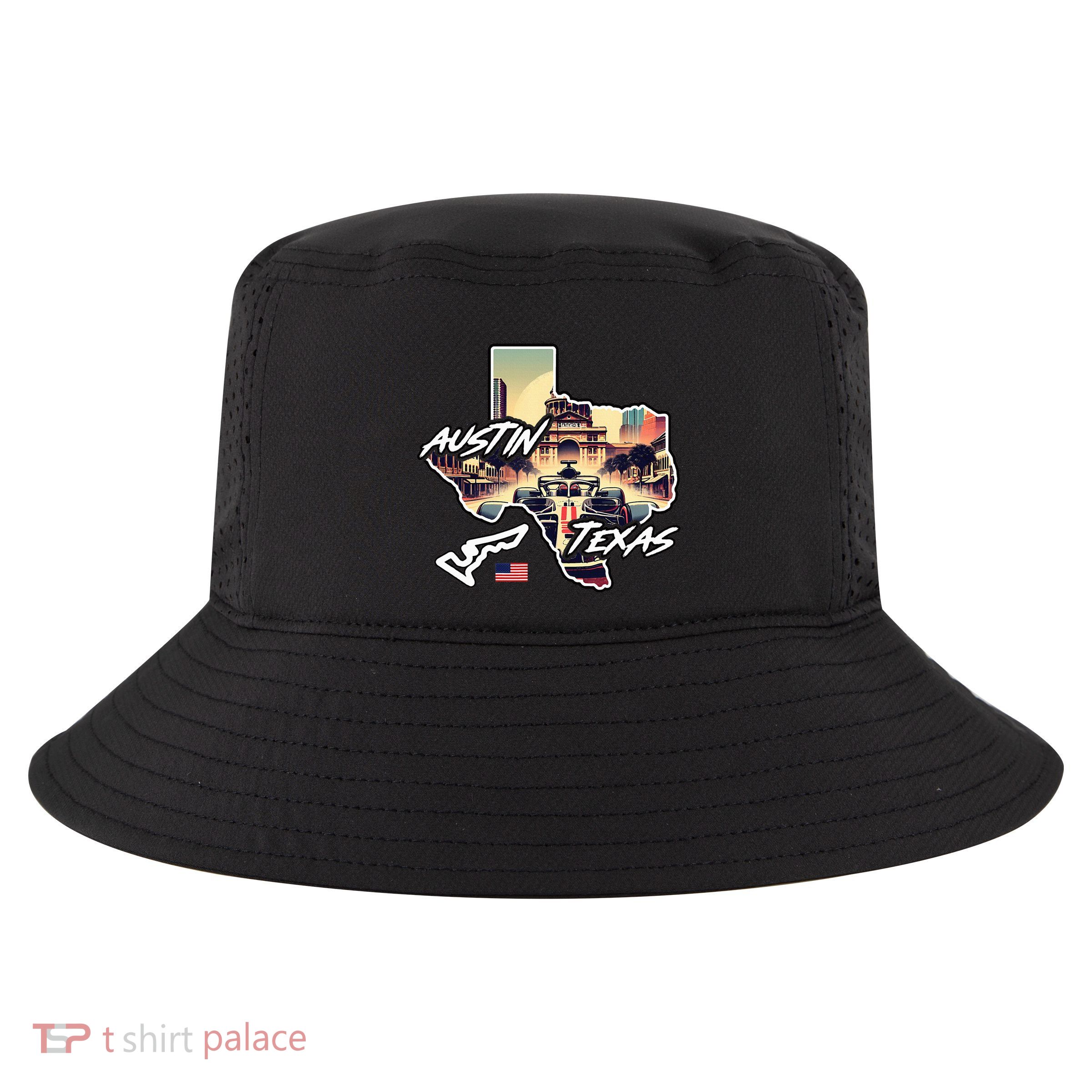 Formula Racing Austin Texas Open Wheel Car Circuit Usa Flag Cool Comfort Performance Bucket Hat