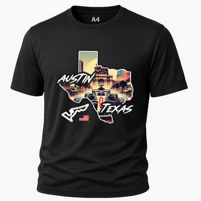 Formula Racing Austin Texas Open Wheel Car Circuit Usa Flag Performance Shirt