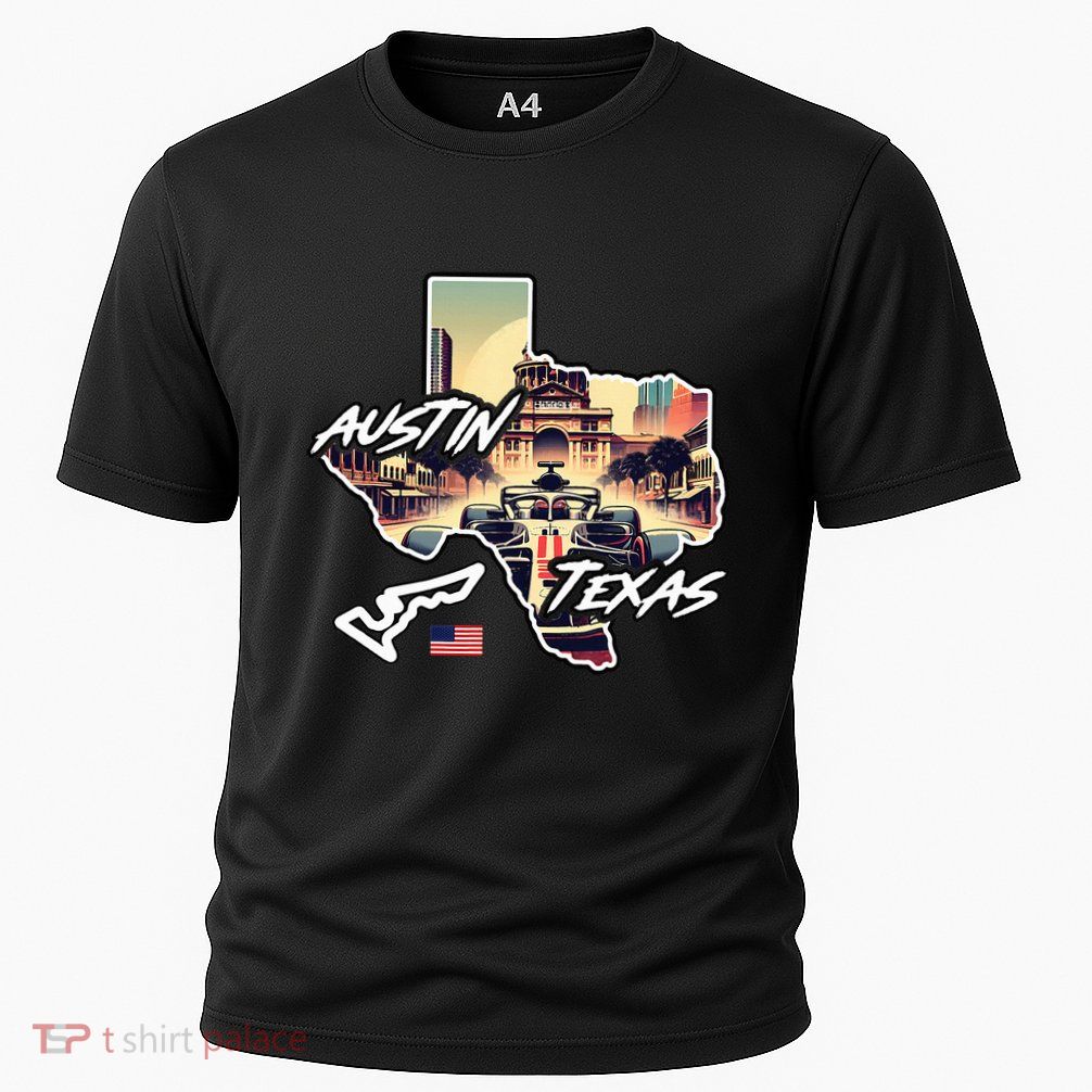 Formula Racing Austin Texas Open Wheel Car Circuit Usa Flag Performance Shirt