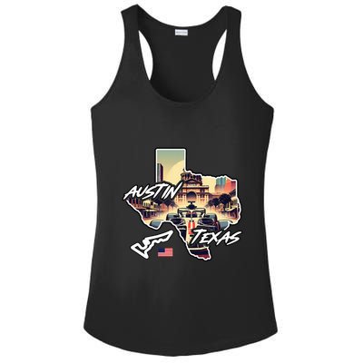 Formula Racing Austin Texas Open Wheel Car Circuit Usa Flag Ladies PosiCharge Competitor Racerback Tank