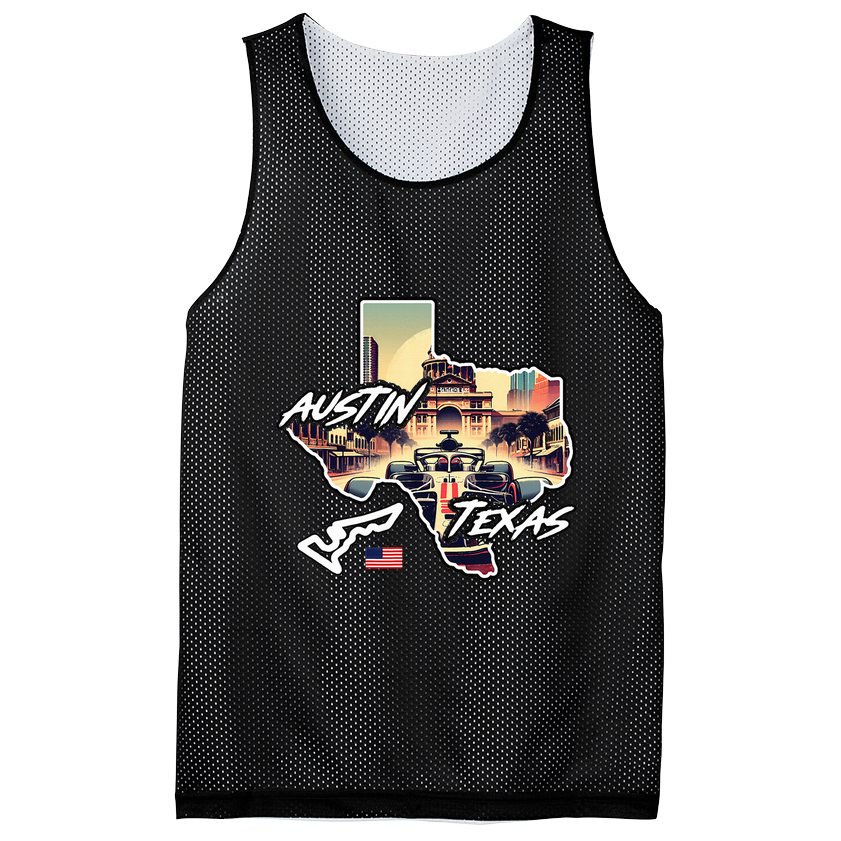 Formula Racing Austin Texas Open Wheel Car Circuit Usa Flag Mesh Reversible Basketball Jersey Tank