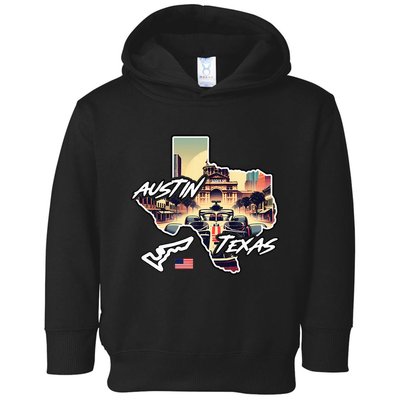 Formula Racing Austin Texas Open Wheel Car Circuit Usa Flag Toddler Hoodie