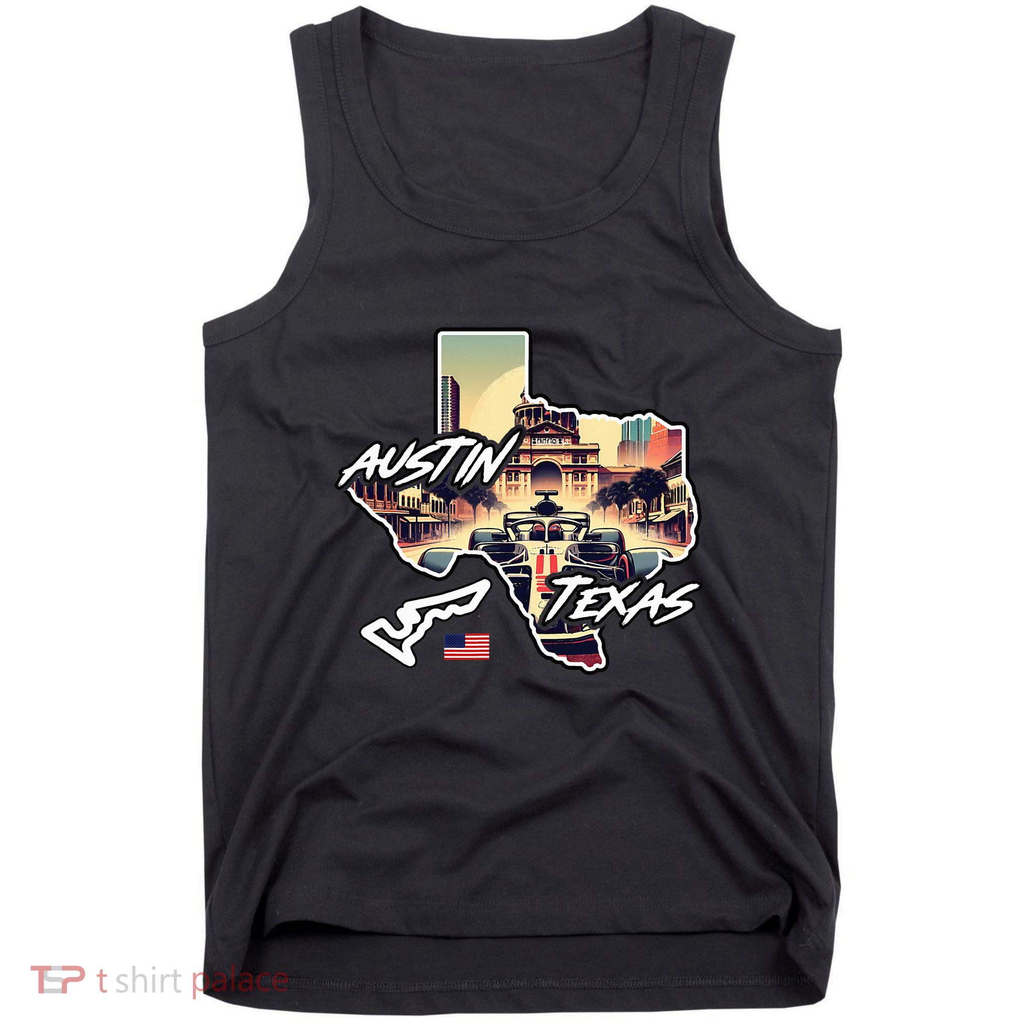 Formula Racing Austin Texas Open Wheel Car Circuit Usa Flag Tank Top