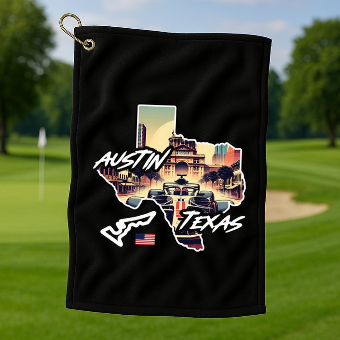 Formula Racing Austin Texas Open Wheel Car Circuit Usa Flag Golf Towel