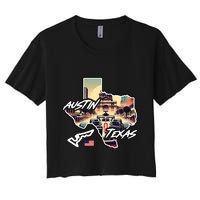 Formula Racing Austin Texas Open Wheel Car Circuit Usa Flag Women's Crop Top Tee