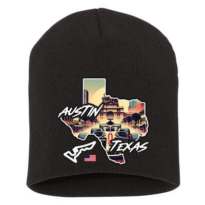 Formula Racing Austin Texas Open Wheel Car Circuit Usa Flag Short Acrylic Beanie