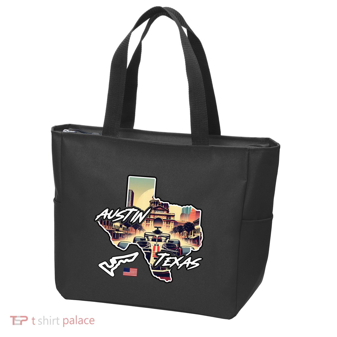 Formula Racing Austin Texas Open Wheel Car Circuit Usa Flag Zip Tote Bag