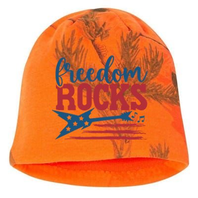 Freedom Rocks American Flag 4th July Guitar Funny Gift Kati - Camo Knit Beanie