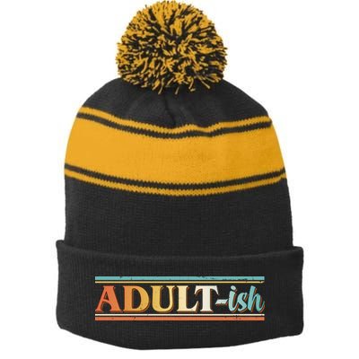Funny Retro Adultish Stripe Pom Pom Beanie