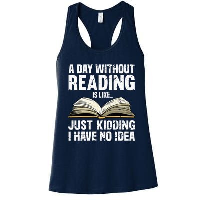 Funny Reading Art For Men Women Reader Book Lover Bookworm Women's Racerback Tank