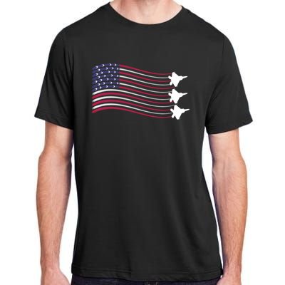 F22 Raptor Airshow American Flag 4th Of July Airplane Art Gift Adult ChromaSoft Performance T-Shirt