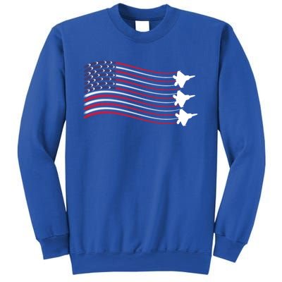 F22 Raptor Airshow American Flag 4th Of July Airplane Art Gift Sweatshirt