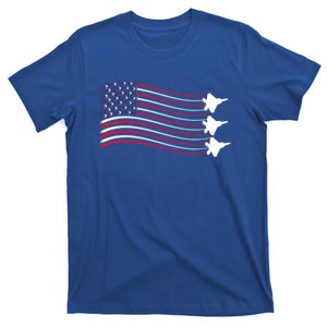 F22 Raptor Airshow American Flag 4th Of July Airplane Art Gift T-Shirt