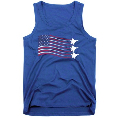 F22 Raptor Airshow American Flag 4th Of July Airplane Art Gift Tank Top