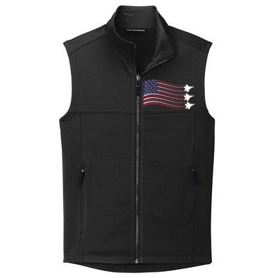 F22 Raptor Airshow American Flag 4th Of July Airplane Art Gift Collective Smooth Fleece Vest