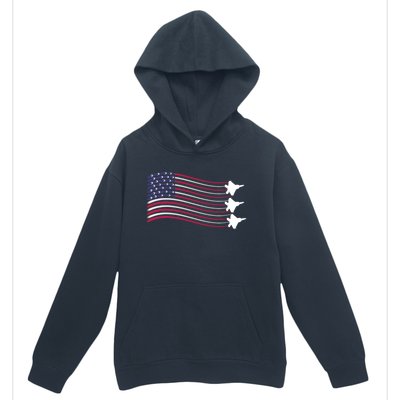 F22 Raptor Airshow American Flag 4th Of July Airplane Art Gift Urban Pullover Hoodie