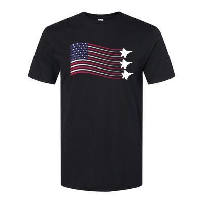 F22 Raptor Airshow American Flag 4th Of July Airplane Art Gift Softstyle CVC T-Shirt