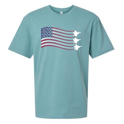 F22 Raptor Airshow American Flag 4th Of July Airplane Art Gift Sueded Cloud Jersey T-Shirt