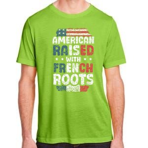 Funny Roots American French Us French American Flag Usa Adult ChromaSoft Performance T-Shirt