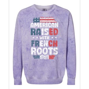 Funny Roots American French Us French American Flag Usa Colorblast Crewneck Sweatshirt