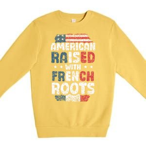 Funny Roots American French Us French American Flag Usa Premium Crewneck Sweatshirt