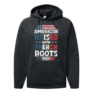 Funny Roots American French Us French American Flag Usa Performance Fleece Hoodie