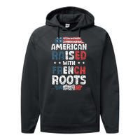 Funny Roots American French Us French American Flag Usa Performance Fleece Hoodie