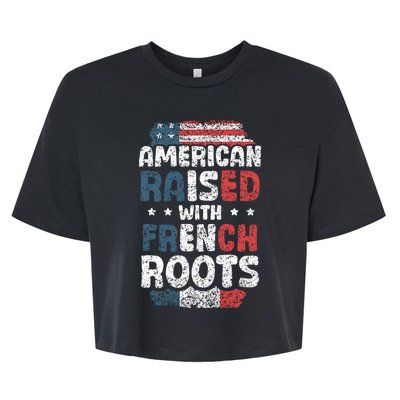 Funny Roots American French Us French American Flag Usa Bella+Canvas Jersey Crop Tee