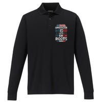 Funny Roots American French Us French American Flag Usa Performance Long Sleeve Polo