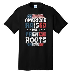 Funny Roots American French Us French American Flag Usa Tall T-Shirt