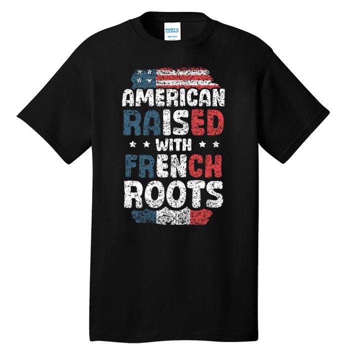 Funny Roots American French Us French American Flag Usa Tall T-Shirt