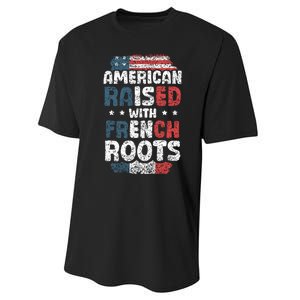 Funny Roots American French Us French American Flag Usa Performance Sprint T-Shirt