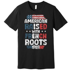 Funny Roots American French Us French American Flag Usa Premium T-Shirt