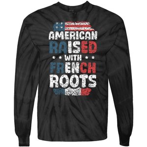 Funny Roots American French Us French American Flag Usa Tie-Dye Long Sleeve Shirt