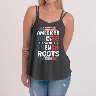 Funny Roots American French Us French American Flag Usa Women's Strappy Tank