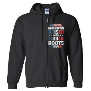 Funny Roots American French Us French American Flag Usa Full Zip Hoodie