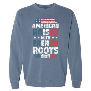 Funny Roots American French Us French American Flag Usa Garment-Dyed Sweatshirt