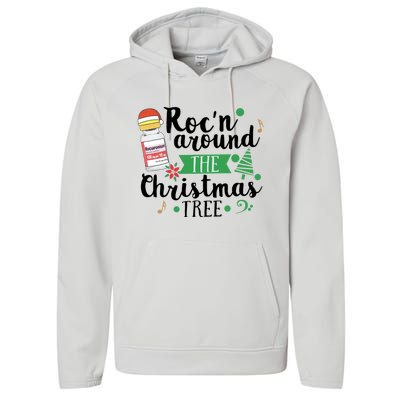 Funny RocN Around The Christmas Tree Er Ed Icu Care Nurse Cute Gift Performance Fleece Hoodie