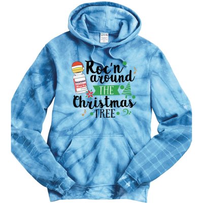 Funny RocN Around The Christmas Tree Er Ed Icu Care Nurse Cute Gift Tie Dye Hoodie