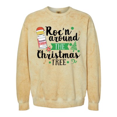 Funny RocN Around The Christmas Tree Er Ed Icu Care Nurse Cute Gift Colorblast Crewneck Sweatshirt