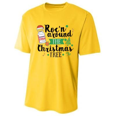 Funny RocN Around The Christmas Tree Er Ed Icu Care Nurse Cute Gift Performance Sprint T-Shirt