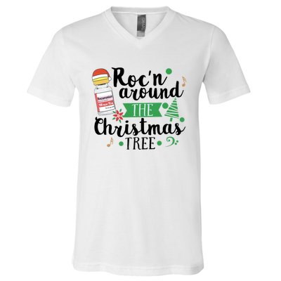 Funny RocN Around The Christmas Tree Er Ed Icu Care Nurse Cute Gift V-Neck T-Shirt