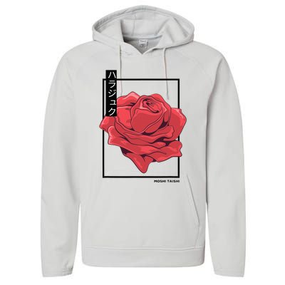 Floral Rose Art Japanese Flower Aesthetic Fashion Performance Fleece Hoodie