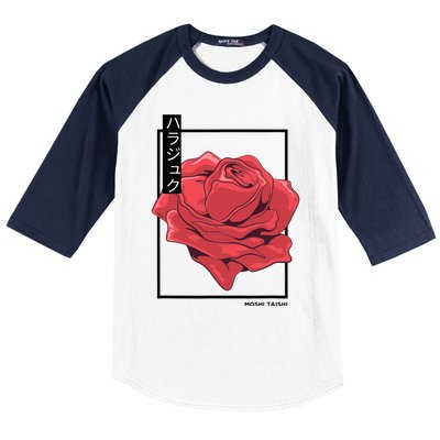 Floral Rose Art Japanese Flower Aesthetic Fashion Baseball Sleeve Shirt