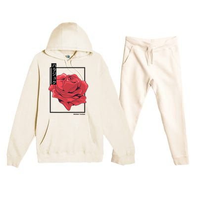 Floral Rose Art Japanese Flower Aesthetic Fashion Premium Hooded Sweatsuit Set