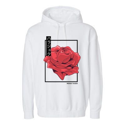 Floral Rose Art Japanese Flower Aesthetic Fashion Garment-Dyed Fleece Hoodie