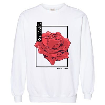 Floral Rose Art Japanese Flower Aesthetic Fashion Garment-Dyed Sweatshirt