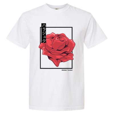 Floral Rose Art Japanese Flower Aesthetic Fashion Garment-Dyed Heavyweight T-Shirt