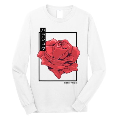 Floral Rose Art Japanese Flower Aesthetic Fashion Long Sleeve Shirt